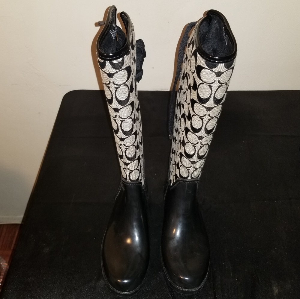 COACH TRISTEE BLACK SMOKE JACQARD RAINBOOT